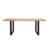 Miliboo Rechteckiger Esstisch mit Eichenholz- und schwarzem Metallfinish L200 cm Magda