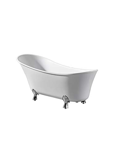 Ove Decors Castor 69 White Clawfoot Freestanding Bathtub Contemporary Soaking Tub with Overflow and Drain, 69 inches