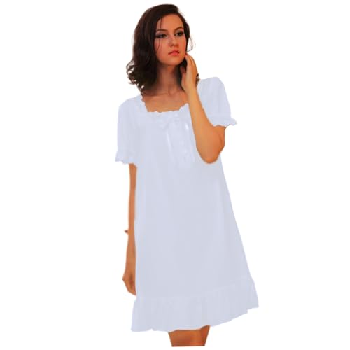 Chemise de nuit courte blanche idéale pour vos soirées cocooning