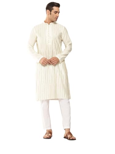 Kurta homme blanc cassé en soie Chanderi pour en finir avec les tenues inconfortables
