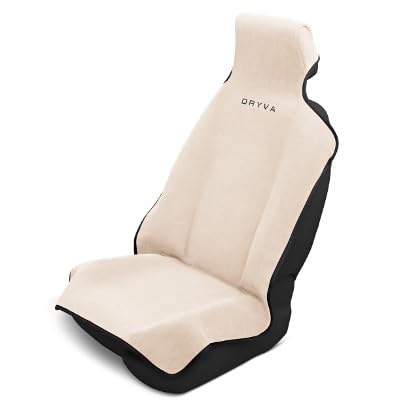 Image of DryvaSeat - Premium Microfiber Towel Car Seat Cover - Waterproof & Sweatproof - Universal Fit, Machine Washable, Non-Slip - Seat Protector for Car, Truck, SUV, Van (Beige, 1 Pack)