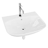 lavita Waschbecken Komplettset – Wandwaschbecken Dore mit Armatur, Click-Clack-Ablauf, Siphon und Montageset, Weiß/Chrom