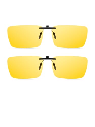 Clip-On Sunglasses Polarized Sunglasses for Men Women Rimless Flip-Up Sun Glasses Lightweight Driving 2 Pack(2.36×1.5 Inch)