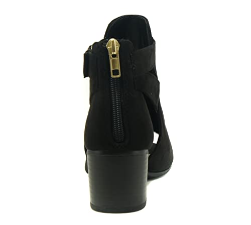 CITYCLASSIFIED Invest ~ Women's Cutout Side Strap Mid Black Chunky Heel Fashion Ankle Bootie2