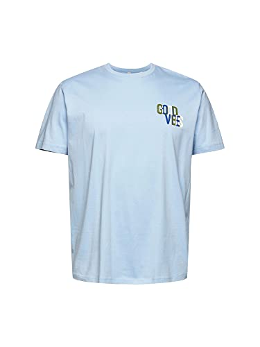 ESPRIT 042ee2k326 Maglietta con Stampa, Uomo, Blu