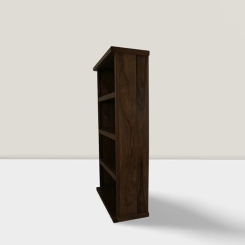Image of ANGEL FURNITURE Solid Sheesham Wood Storage Bookshelf Medium Size, Walnut Finish, 80x23x100CM