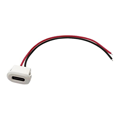 predolo USB Type C コネクタ 2P 直接圧着 USB C 充電器 ソケット 防水 Type C カードバックル付き USB メス シャーシ C コネクタ 交換用, 白い