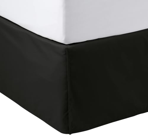 Image of Amazon Basics Lightweight Pleated Bed Skirt, Machine Washable, Wrinkle and Fade Resistant, Queen, Black (Pack of 8)