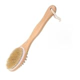 Körperbürste, Rückenschrubber, 2-in-1-Bambus-Badebürste mit langem Griff, Holzgriff, Badebürste, Duschbürste, Naturborsten für trockene Haut, Peeling-Haut und Cellulite