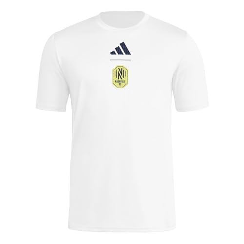 adidas Men's Short Sleeve Pre-Game T-Shirt, White/Nashville Soccer Club, Large - image 1