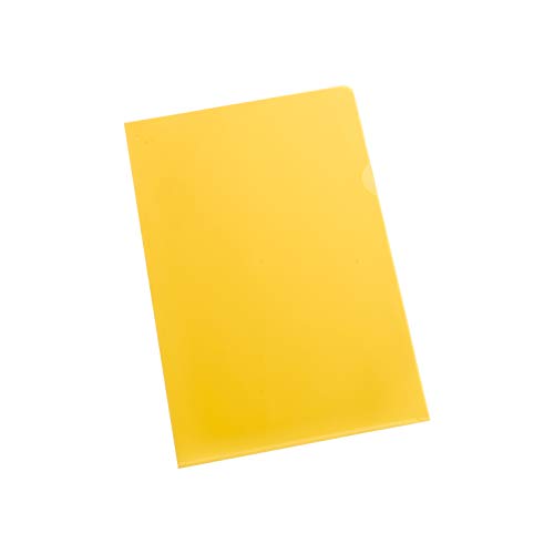 SCHÄFER SHOP Sichthüllen mit Griffausstanzung A4 glatt/gelb oben und seitlich offen 0,15 mm 25 Stück Cover