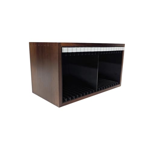 Estante desplegable para discos de CD de madera con 20 compartimentos independientes 2