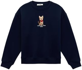 Koton Şardonlu Uzun Kollu Bisiklet Yaka Köpek Baskılı Oversize Sweatshirt - Görsel 1