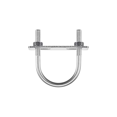 Unifizz Round U-Bolt,1 Set 304 Stainless Steel M8 U Bolts 51mm(2") Inner Width 78mm Length with Nuts and Frame Plate for Automobiles Boat Trailer