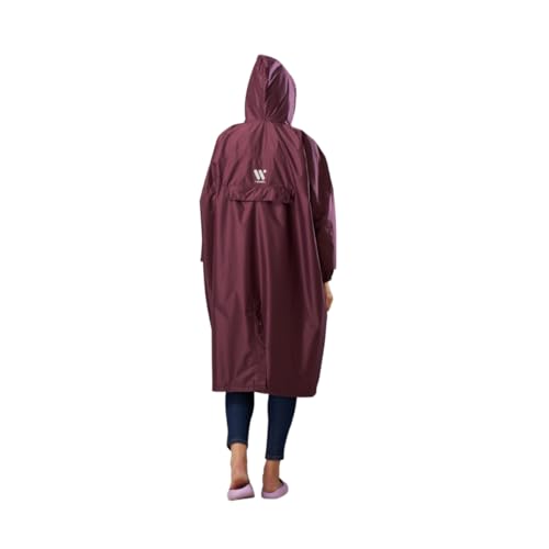Image of ZEEL Unisex Outdoor Rain Poncho for Adult, Waterproof, Lightweight & Packable, Polyester Pullover Full Sleeves Hooded Rainwear, Raincoat for Camping, Hiking, Travelling (AZ33, Free Size, Wine)
