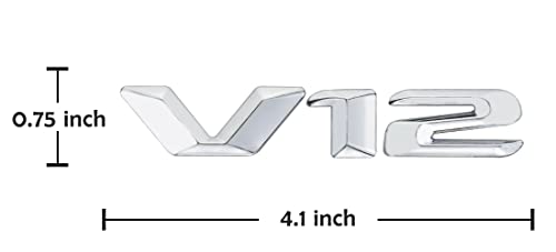 Image of 1Pc V12 Emblem 3D Badge Fender Trunk Tailgate Exterior Decal Sticker Replacement for V12 Engine Auto Car (Silver)