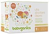 Babyganics Diapers, Size 1 (18-14 lbs) 232 Count, Ultra Absorbent, Unscented, Made without Chlorine, Latex