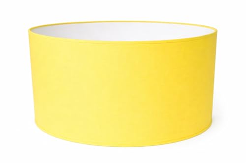 Pantalla Cilíndrica de Algodón, Hecha a Mano para Lámpara de Techo, Mesa y Pie - Amarillo (40 cm Diámetro, 20 cm Altura)