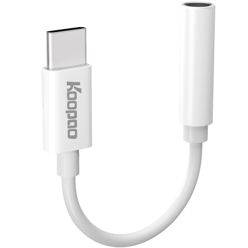 KOOPAO USB C to 3.5 mm Female Headphone Jack Adapter, Type C to Aux Audio Dongle Cable Cord Compatible with Pixel 4 3 2 XL, Galaxy S22 S22+ S21 S20 Ultra S20+ Note 20 10 S10 S9 Plus ipad Pro-1PACK