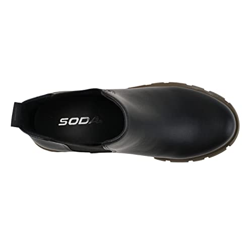 Image of Soda PIONEER ~ Women Lug Sole Mid Heel Chelsea Fashion Ankle Bootie w /Double Elastic Gore