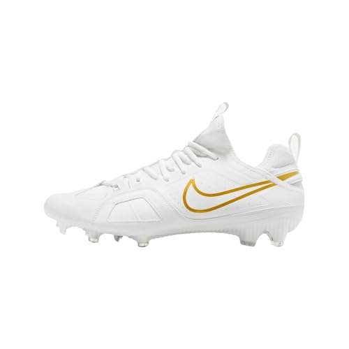Nike Huarache 9 Varsity LAX Lacrosse Cleats (FD0090-100, White/White/Metallic Vivid Gold) Size 11.5