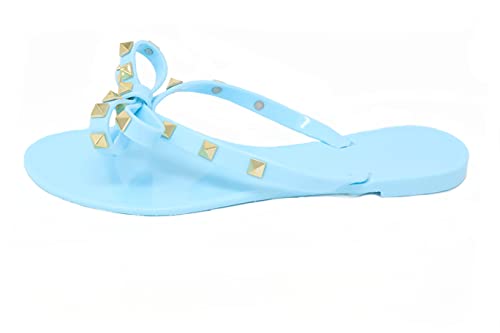 Image of TOP Moda Womens Studded Jelly Flip Flops Sandals with Bow