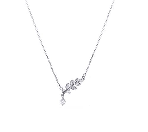 Collier ras du cou argent anti-allergie avec pendentif feuille d'olivier brillant