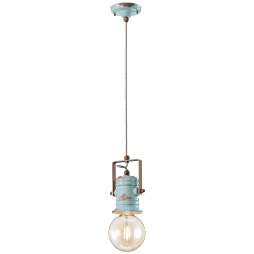 Lustre vintage bleu E27 pour remplacer un plafonnier terne par un style unique