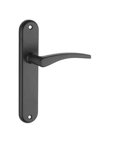 THIRARD Ensemble de Poignées pour Porte Intérieure, Vesta Sans Trou, Carré 7 mm, Entr'axes 165 mm, Noir, Esthétiques Et Pratiques, Aluminium Embouti, Couleur Nickelé Satiné