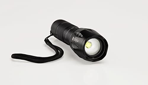 Zoomable LED Flashlight - Battery Powered Tactical Torch Portable 200x Zooming Flash Light Adjustable Focus and Strobe Light - Long Lasting Camping, Hiking, Walking, Running at Night Safety Light