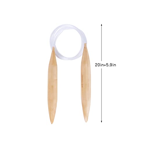 3 Pcs Jumbo Wooden Circular Knitting Needles Set Natural Wood Double Pointed Round Bamboo Needle With Cable For Chunky #TOP1