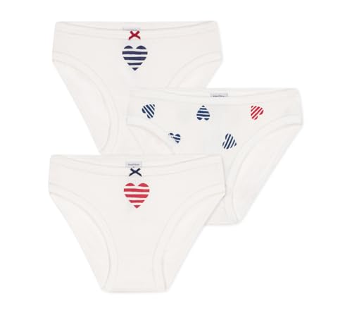Petit Bateau GIRLS heart-print cotton panties - 3-Pack sizes 2-12 YEARS