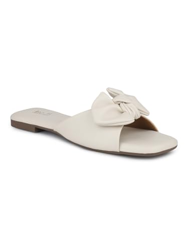 Inc.5 Women Cream Open Toe Flats With Bows (B0CSKL482W) Amazon Price History, Amazon Price Tracker