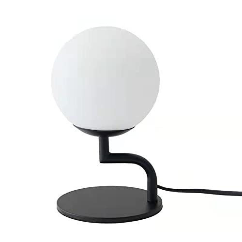 S Style Lampe de Table Moderne Boule en Verre et Métal Lampe de Lecture pour le Bureau, Chambre, Salon - Noire