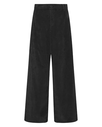 LookbookStore Women Work Pants High Waist Black Corduroy Pants for Women Business Casual Clothing Black Size Large Size 12 14