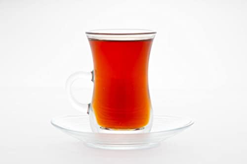 MARTVIA Premium Classic Glass Tea & Coffee Cup and Saucer 180 ML for Transparent Espresso Cappuccino hot Chocolate, Cups and Saucer Set for Coffee, Green Tea (City Set 2 Cup and 2 Saucer)