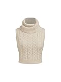 CIDER Women’s Sleeveless Sweater Tops Turtle Necks Cable Knit Croped Vest Tank Top: Ivory, XL