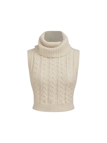 CIDER Women’s Sleeveless Sweater Tops Turtle Necks Cable Knit Cro...