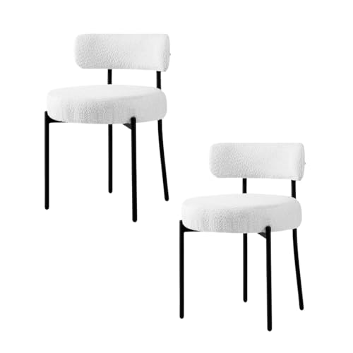 Listado de Sillas Blancas Top 5. 43 VANLIG | Juego de 2 Sillas Tapizadas de Tela Bouclé Negra con Estructura Metálica | Sillas Modernas para Comedor, Sala o Recibidor, Diseño Minimalista y Confortable (Blanco)