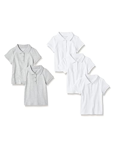 Image of Amazon Essentials Girls and Toddlers' Short Sleeve Uniform Polo Shirt, Multipacks