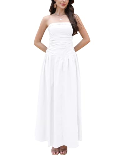 Yulaviniee Women's Strapless Tube Top Corset Maxi Dress for Wedding Guest, Elegant Party Dress