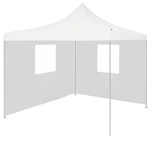 Carpa Plegable Profesional con 2 Paredes, Xichuzi Pergola Jardin Exterior, Cenador, Carpas para Terraza, Carpa Jardin Exterior, Acero Blanco 3x3 m