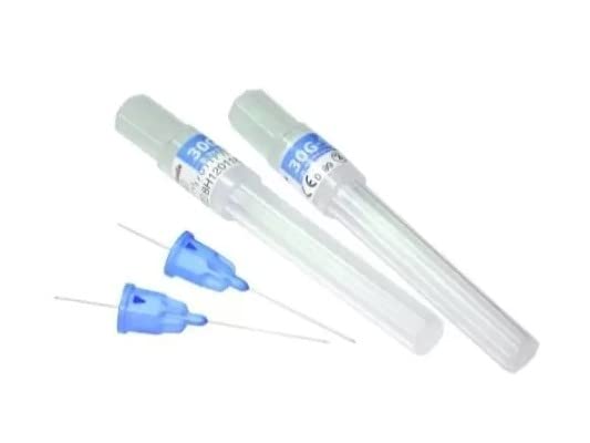 SurgiMac Plastic Hub Dental Needle Self-Threading Dental Needles Blunt Tip Needles Disposable Needles Plastic Needle Dental Tools Surgical Needle Short &amp; Long (30G Short, Blue)