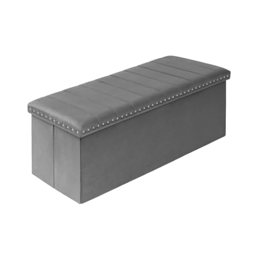Image of B FSOBEIIALEO 43 inch Tufted Storage Ottoman Bench Storage Chest, Grey