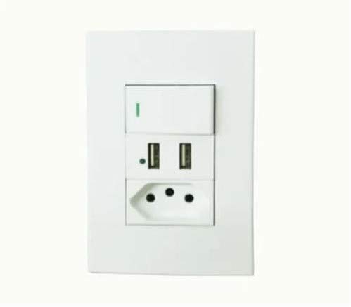 Tomada Parede + Interruptor 2 Entradas Usb Duo Universal Pro