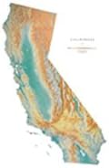 California Medium-Sized Topographic Wall Map by Raven Maps, Print on Paper (Non-Laminated)