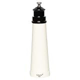 Fletchers' Mill Lighthouse Pepper Mill, White/Black - 9 Inch, Adjustable Coarseness Fine to Coarse, MADE IN U.S.A.