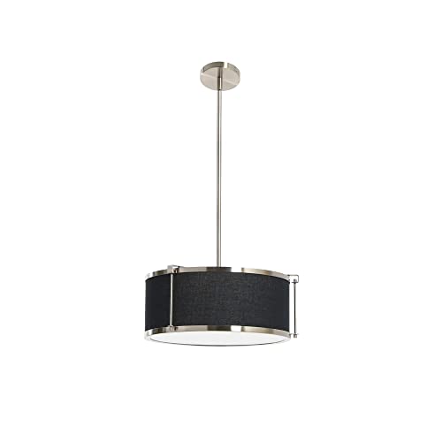 Robert Stevenson Lighting Harrison- Metal Ceiling Light With Captured Linen Shade, Black And Brushed Nickel #TOP6