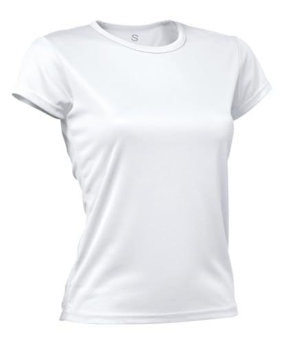 Asioka 356/16 Camiseta Técnica de Manga Corta, Mujer, Blanco, S