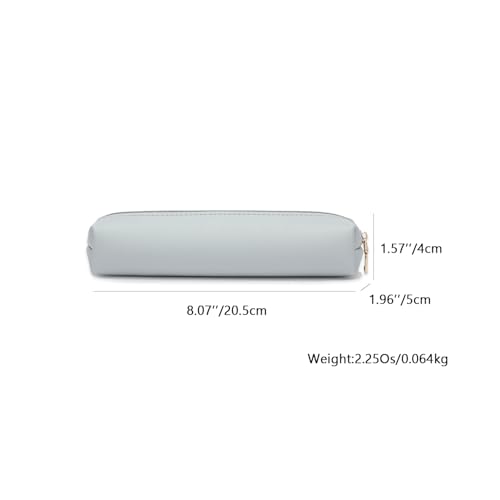 Image of Faux Leather Color Pencil Case Multifuncional and Simple with Zipper for School (Gray,Faux Leather)